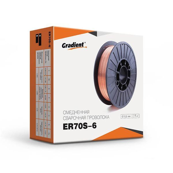 Copper-coated welding wire GRADIENT G3Si1 &Oslash;0.6 mm (1 kg) D100 GWC0610 photo - Shop Now at Gradient 🛒